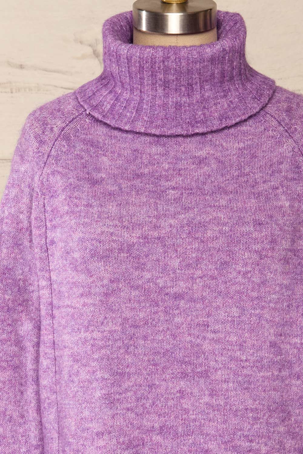 Kolono Violet Melange Knit Turtleneck Sweater | La petite garçonne front close up