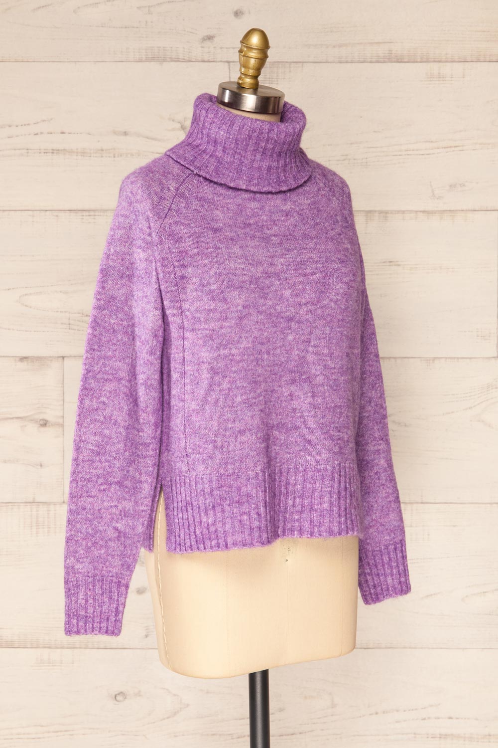 Kolono Violet Melange Knit Turtleneck Sweater | La petite garçonne  side view