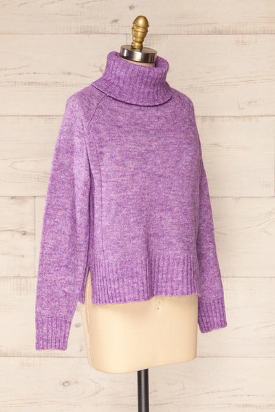 Kolono Violet Melange Knit Turtleneck Sweater | La petite garçonne  side view