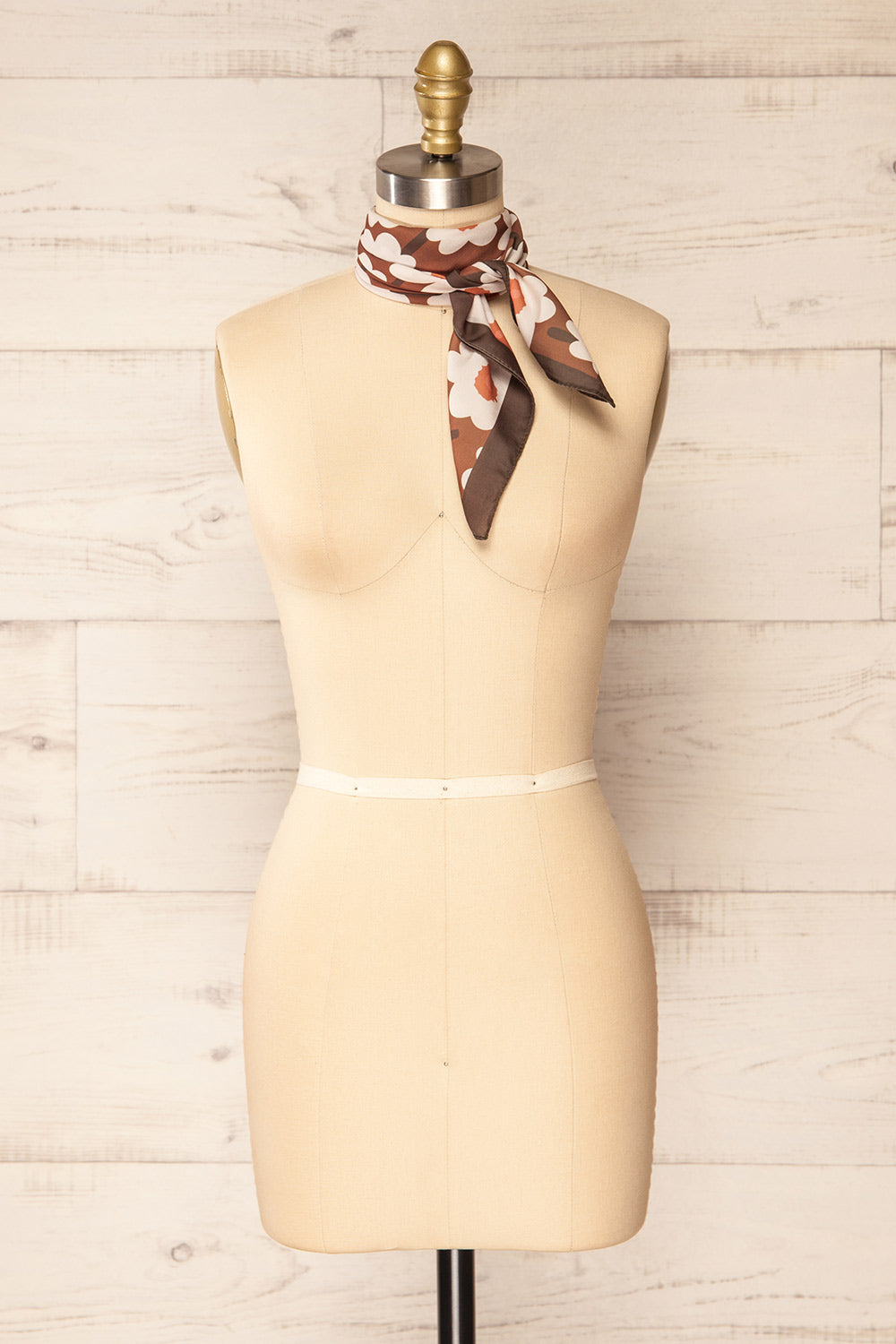 Kompsa Brown Floral Satin Scarf | La petite garçonne side 