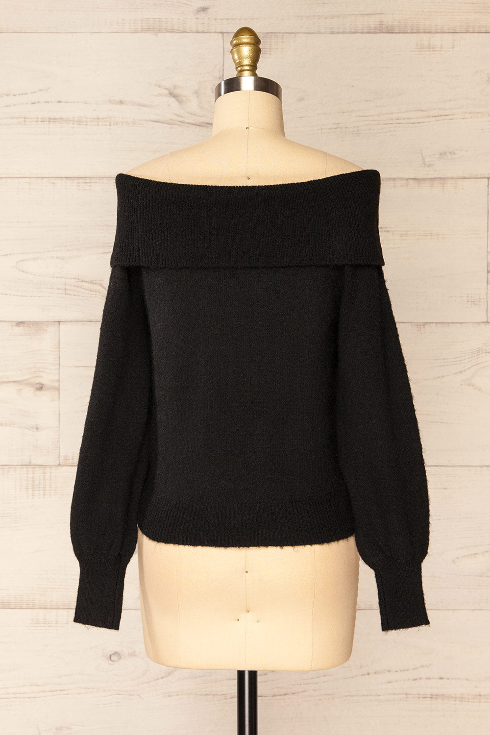 Konin Black Boat Neck Off-Shoulder Top | La petite garçonne back view