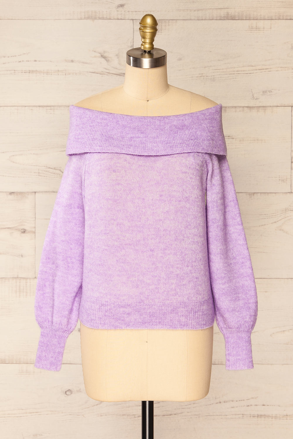 Konin Lilac Boat Neck Off-Shoulder Top | La petite garçonne front view