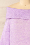 Konin Lilac Boat Neck Off-Shoulder Top | La petite garçonne front close-up