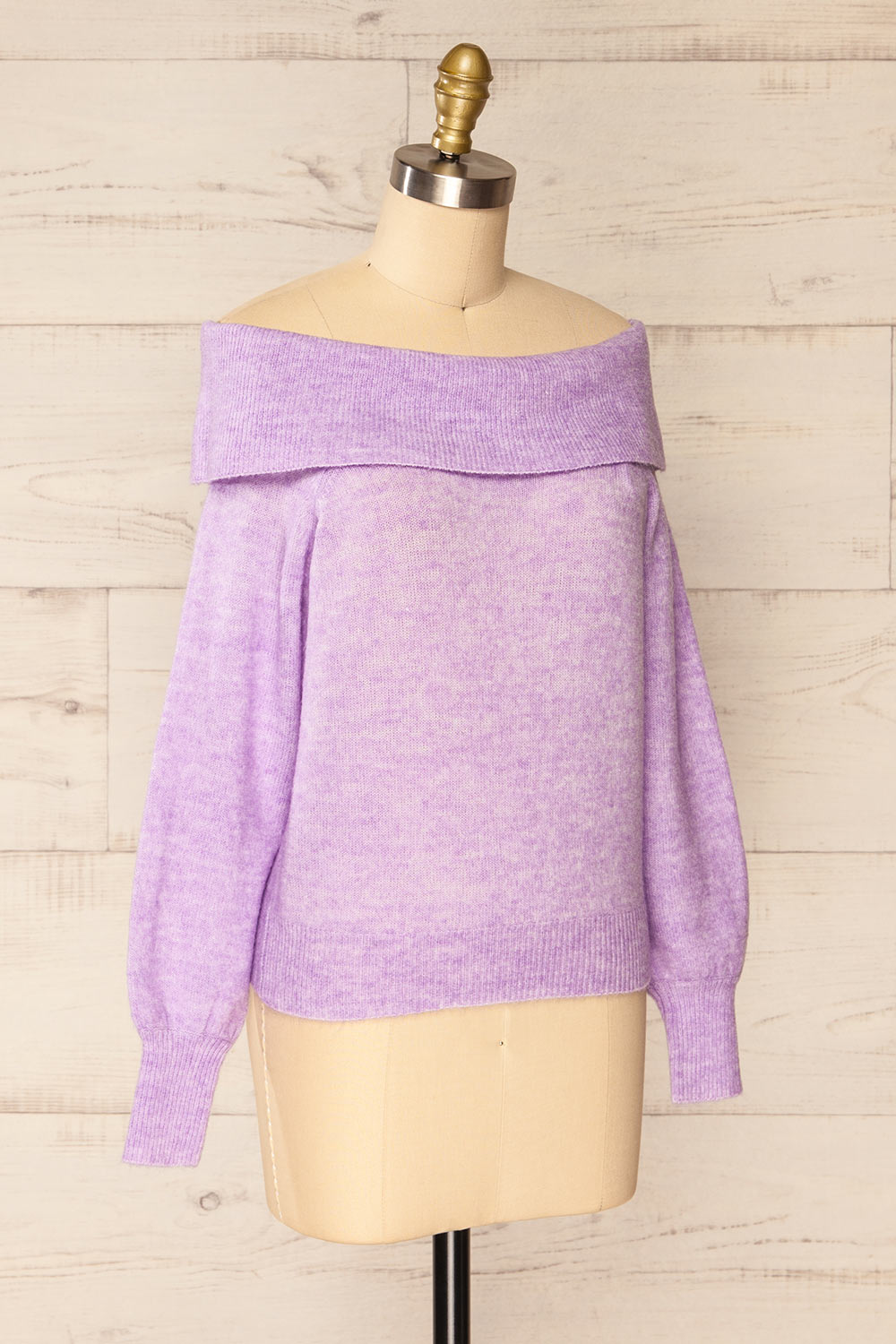 Konin Lilac Boat Neck Off-Shoulder Top | La petite garçonne side view