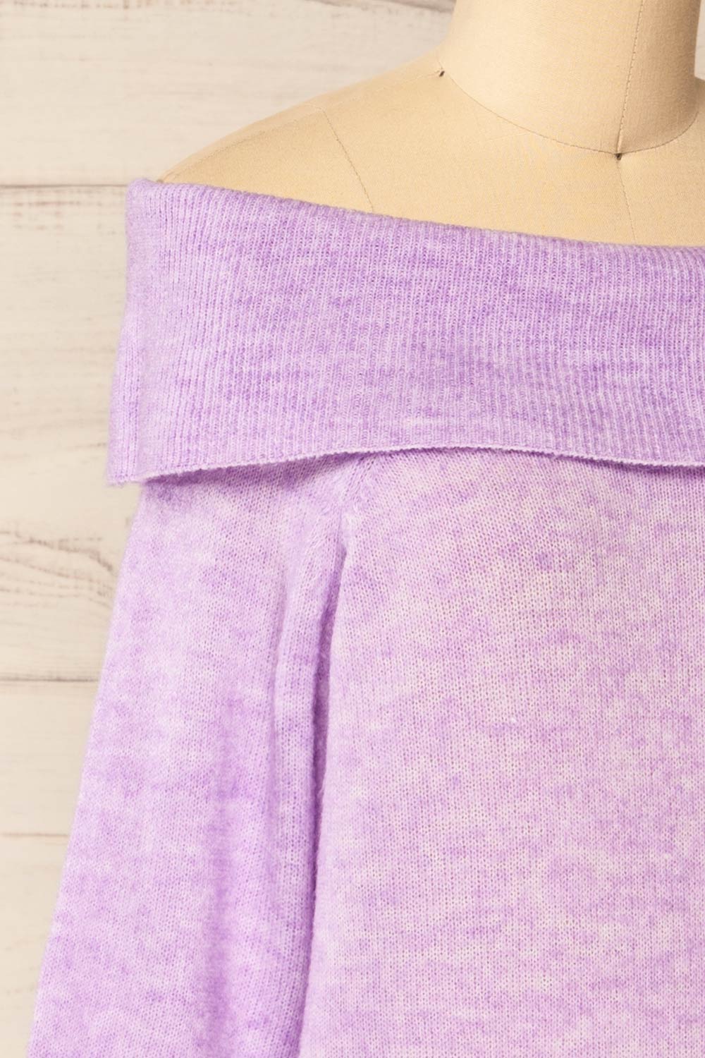 Konin Lilac Boat Neck Off-Shoulder Top | La petite garçonne side close-up