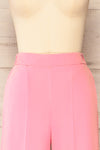 Korcula Pink High Waisted Wide Leg Pants | La petite garçonne  front close-up