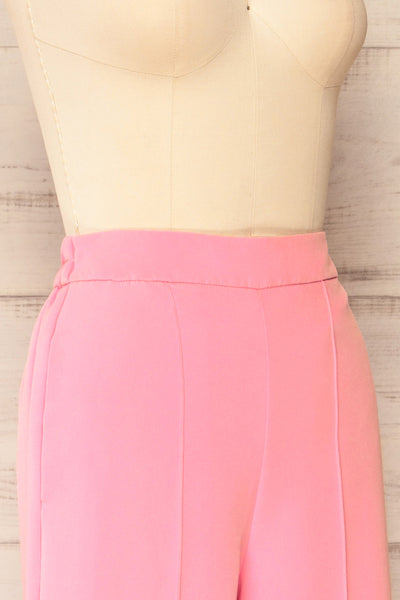 Korcula Pink High Waisted Wide Leg Pants | La petite garçonne side close-up