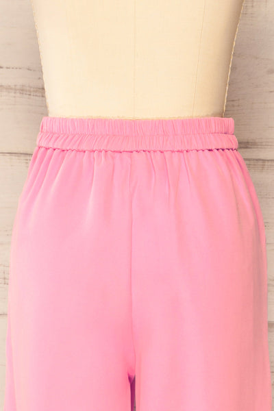 Korcula Pink High Waisted Wide Leg Pants | La petite garçonne back close-up