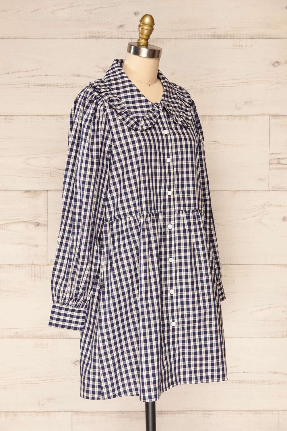 Koronowo Long Sleeve Plaid Shirt Dress