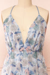 Korra Blue A-Line Floral Maxi Dress | Boutique 1861 front close-up