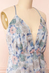 Korra Blue A-Line Floral Maxi Dress | Boutique 1861 side close-up