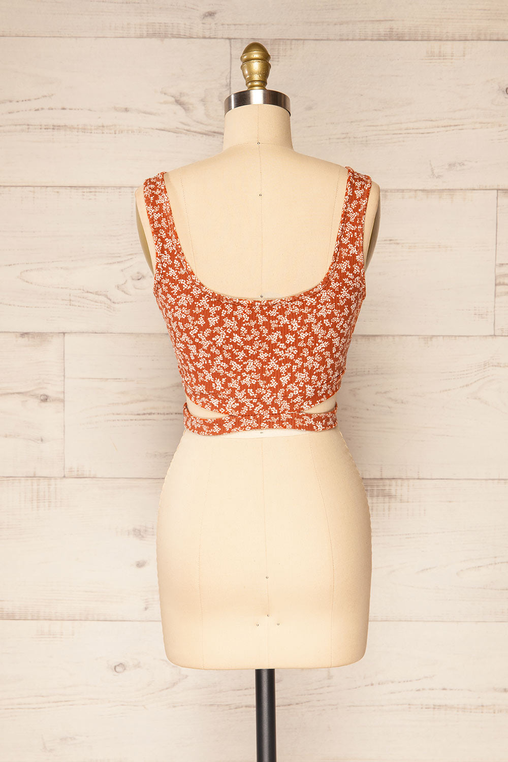 Koscier Rust Floral Ribbed Tank Top w/ Cut-Outs | La petite garçonne back view