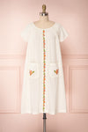Kourou Cream Midi Tunic Dress with Embroidery | Boutique 1861