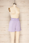 Kozienice Lilac High-Waisted Linen Shorts | La petite garçonne side view