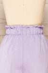 Kozienice Lilac High-Waisted Linen Shorts | La petite garçonne back close-up