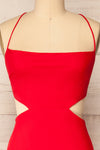 Krahken Red Cowl Neck Backless Midi Dress | La petite garçonne front close-up