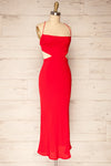 Krahken Red Cowl Neck Backless Midi Dress | La petite garçonne side view