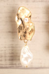 Krakow Gold Shell & Pearl Pendant Earrings details | La Petite Garçonne