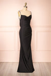 Kristen Black Fitted Maxi Dress w/ Cowl Neck | Boutique 1861 side view