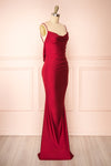 Kristen Burgundy Fitted Maxi Dress w/ Cowl Neck | Boutique 1861 side view