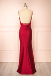 Kristen Burgundy Fitted Maxi Dress w/ Cowl Neck | Boutique 1861 back view