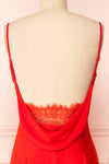 Kristen Red Fitted Maxi Dress w/ Cowl Neck | Boutique 1861 back close-up