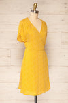 Krustil Mustard Polka Dot Short Wrap Dress | La petite garçonne side view