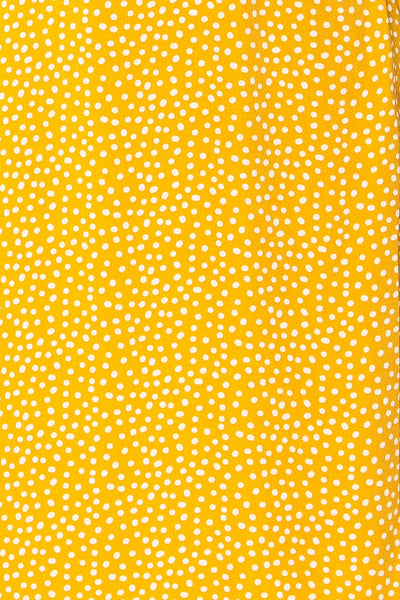 Krustil Mustard Polka Dot Short Wrap Dress | La petite garçonne fabric