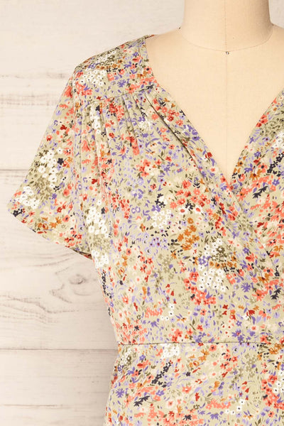Kruszwica Midi Floral Wrap-Dress by Dailystory | La petite garçonne front close-up
