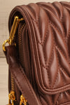 Krypt Brown Quilted Crossbody Bag | La petite garçonne side close-up