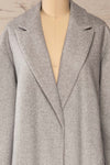Krzyz Grey Open Felt Coat with Belt | La petite garçonne open close-up