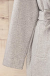 Krzyz Grey Open Felt Coat with Belt | La petite garçonne sleeve