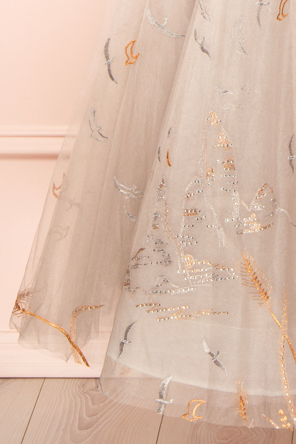 Ksenia A-Line Midi Dress w/ Bird Embroidery | Boutique 1861 bottom