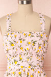 Kudowa Pink Lemon Print Flared Short Dress front close up | Boutique 1861