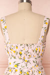 Kudowa Pink Lemon Print Flared Short Dress back close up | Boutique 1861