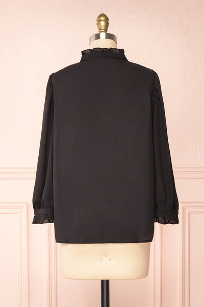 Kugel Black Long Sleeve Button-up Blouse | Boutique 1861 back view