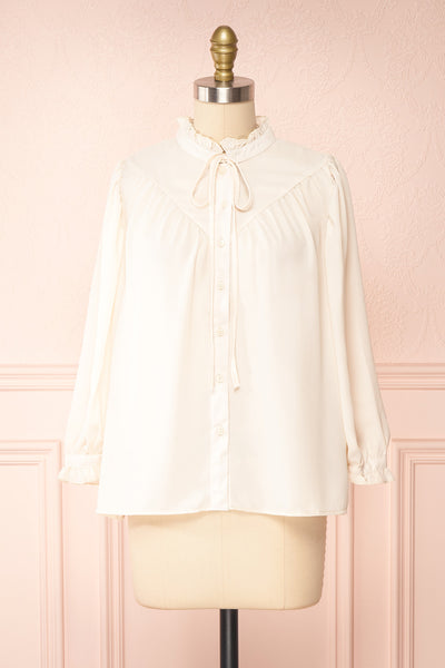 Kugel Ivory Long Sleeve Button-up Blouse | Boutique 1861 front view