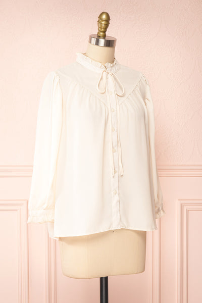 Kugel Ivory Long Sleeve Button-up Blouse | Boutique 1861 side view