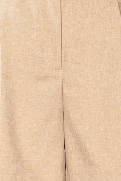 Kunga Beige High-Waisted Shorts w/ Pockets | La petite garçonne fabric
