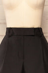 Kunga Black High-Waisted Shorts w/ Pockets | La petite garçonne front close-up