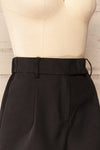 Kunga Black High-Waisted Shorts w/ Pockets | La petite garçonne side close-up