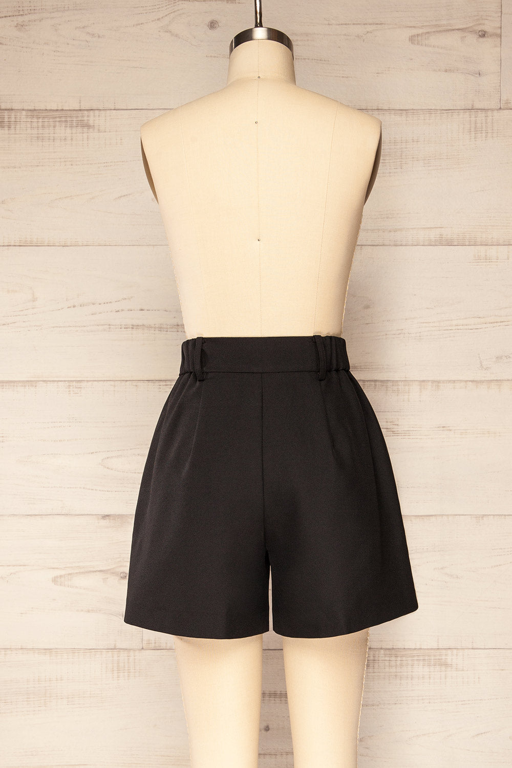 Kunga Black High-Waisted Shorts w/ Pockets | La petite garçonne back view 