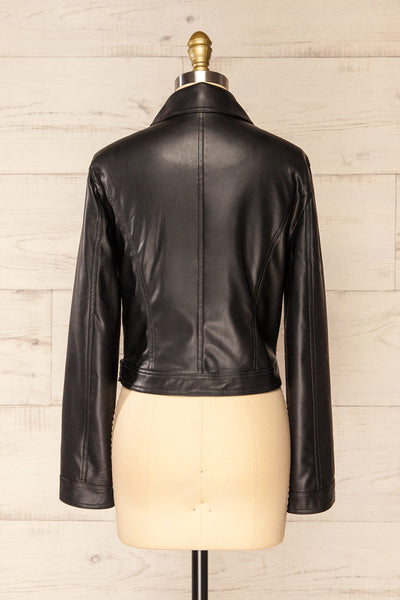 Kyoto Black Cropped Faux Leather Jacket | La petite garçonne  back view