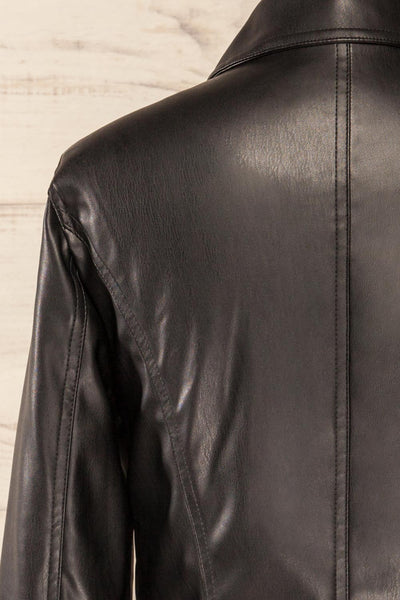 Kyoto Black Cropped Faux Leather Jacket | La petite garçonne  back close-up