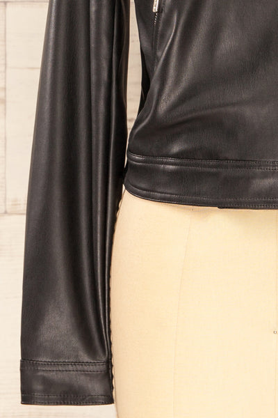 Kyoto Black Cropped Faux Leather Jacket | La petite garçonne  sleeve