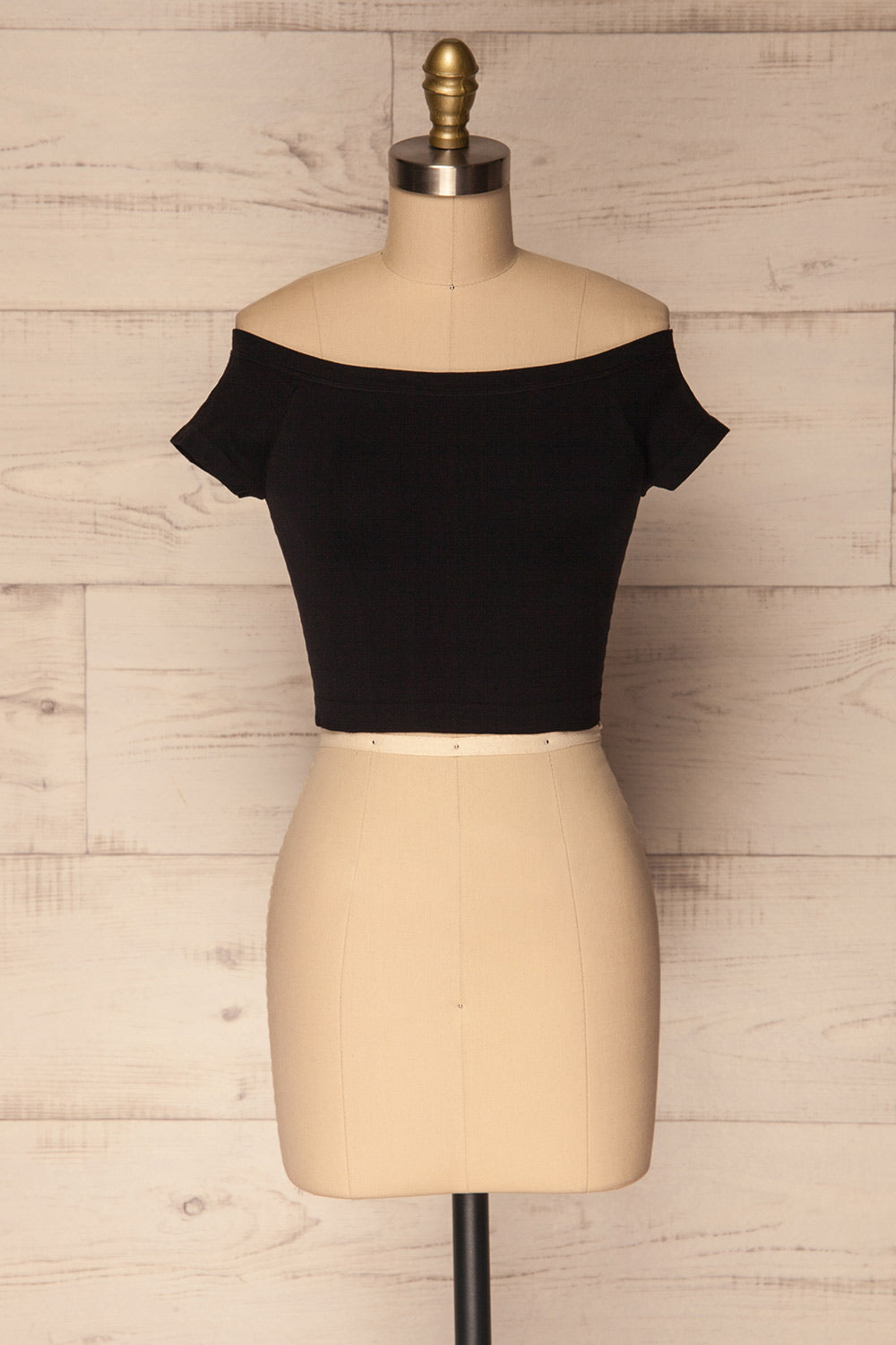 Kythnos Black Stretchy Off-Shoulder Crop Top | La Petite Garçonne 1