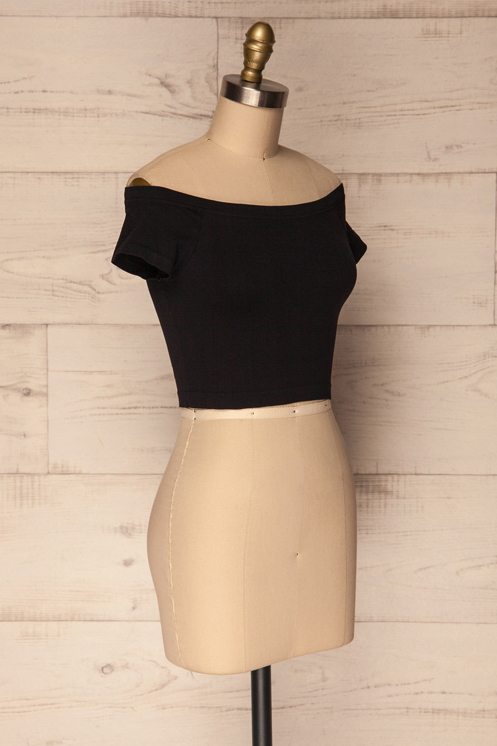 Kythnos Black Stretchy Off-Shoulder Crop Top | La Petite Garçonne 3