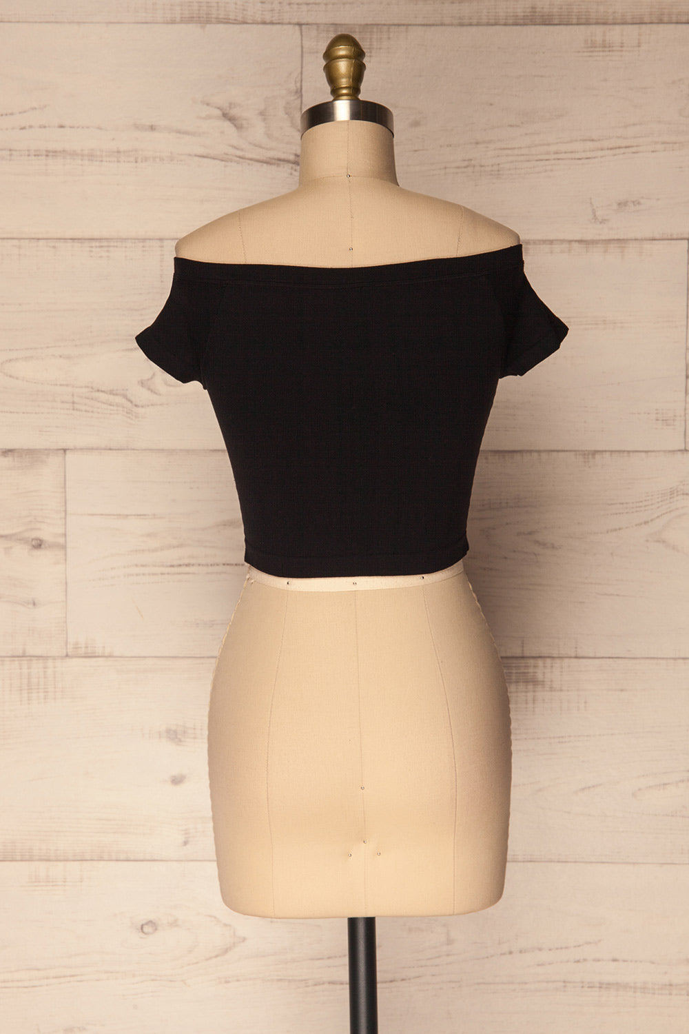 Kythnos Black Stretchy Off-Shoulder Crop Top | La Petite Garçonne 5