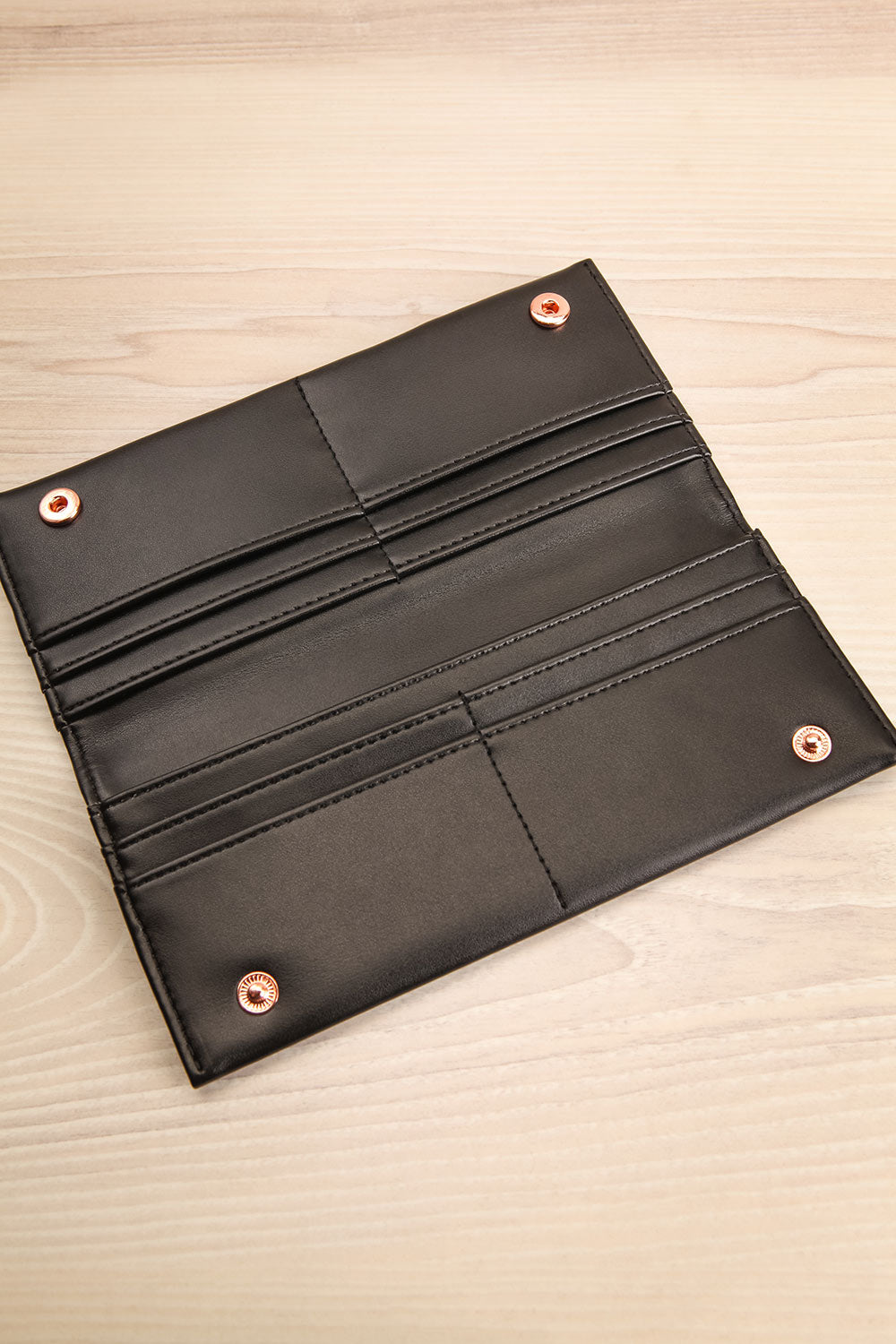 Laf Black Vegan Leather Wallet | La petite garçonne inside view