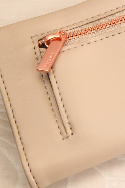 Laf Taupe Vegan Leather Wallet | La petite garçonne back close-up
